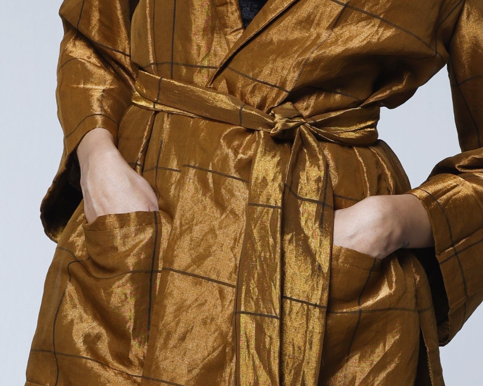 Oversized Blazer & Cigarette Pants in Table checks Copper Tissue