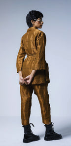 Oversized Blazer & Cigarette Pants in Table checks Copper Tissue