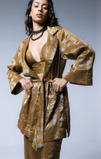 Oversized Blazer & Cigarette pants in Gold and Silver stripes Tissue