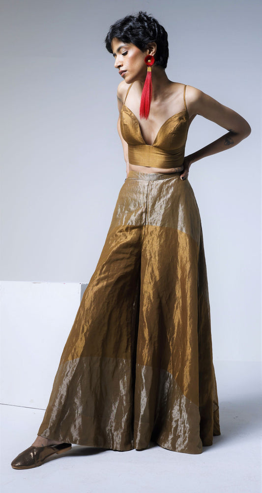 Garara in Half & Half Copper gold & silver Tissue