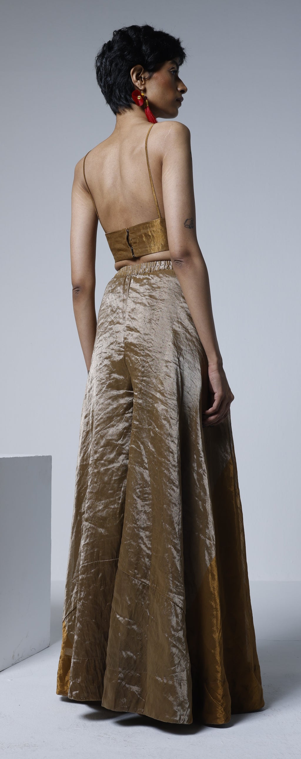 Garara in Half & Half Copper gold & silver Tissue