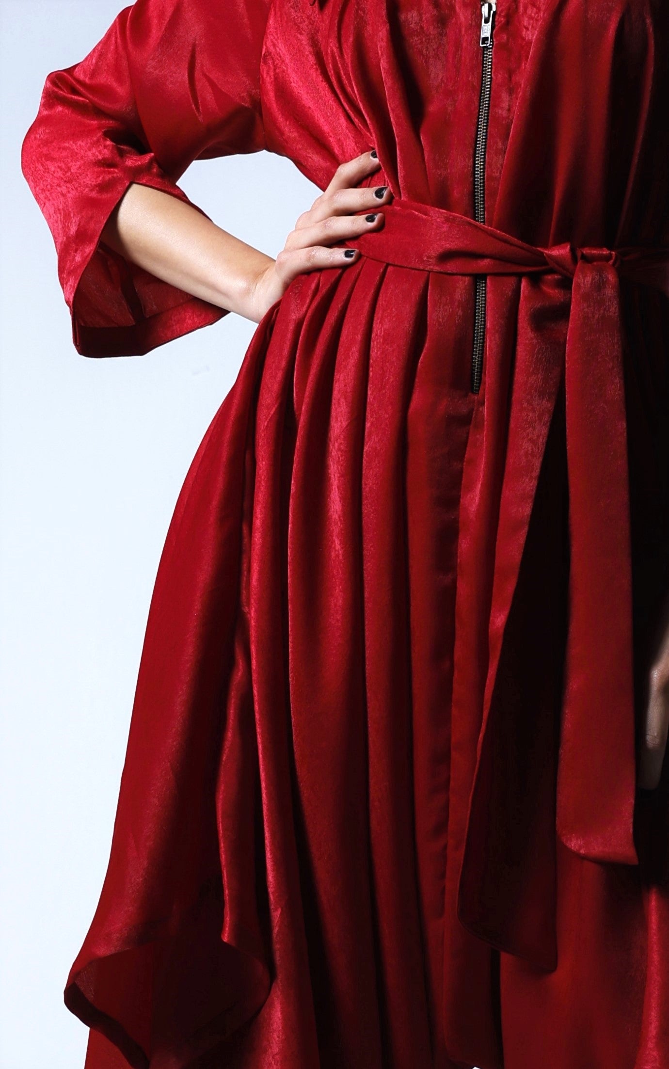 Cowl Jumpsuit in Red Silky Satin