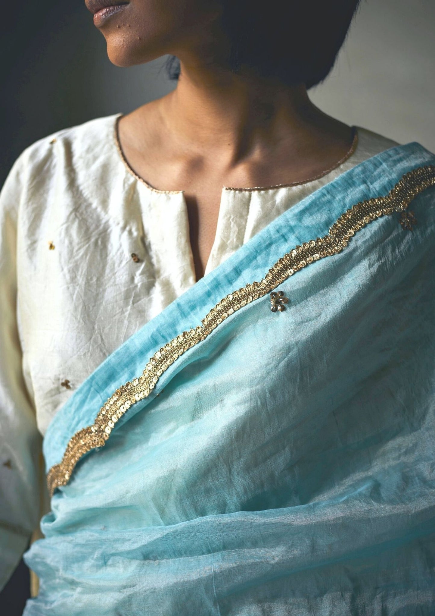 Reshma Blouse In Ivory Silk with Embroidery