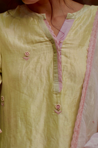 Mini Kurta In Lemonade Yellow Tissue With Shalwar