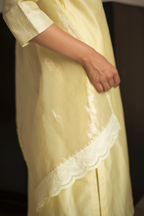 Straight Kurta In Lemonade Yellow Chanderi With Pant