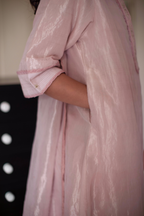 Maxi Kurta In Shell Pink Handloom Tissue With Pant