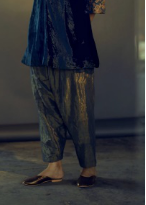 Mini Kurta in Navy Velvet With Tissue Shalwar