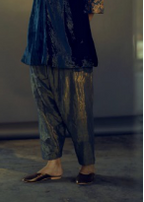 Mini Kurta in Navy Velvet With Tissue Shalwar