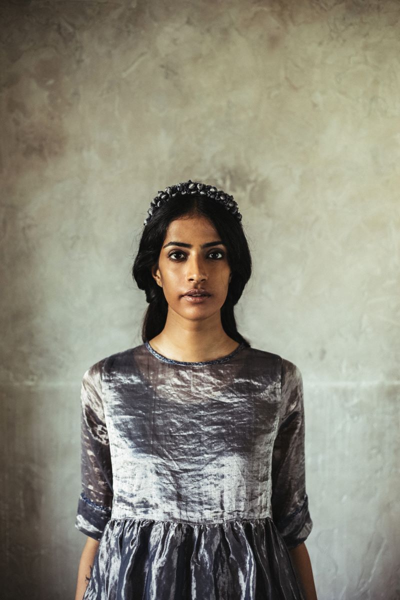 Ana Dress With Blue Satin Slip