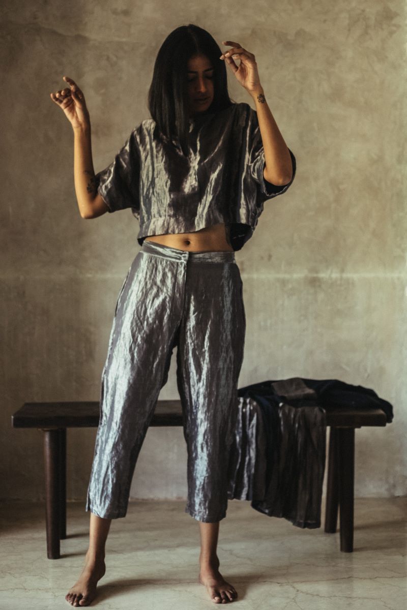 Bandi Blouse In Silver Handloom Tissue