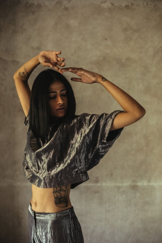 Bandi Blouse In Silver Handloom Tissue