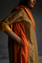 Fb Kurta In Antique Gold Handloom Tissue With Pant