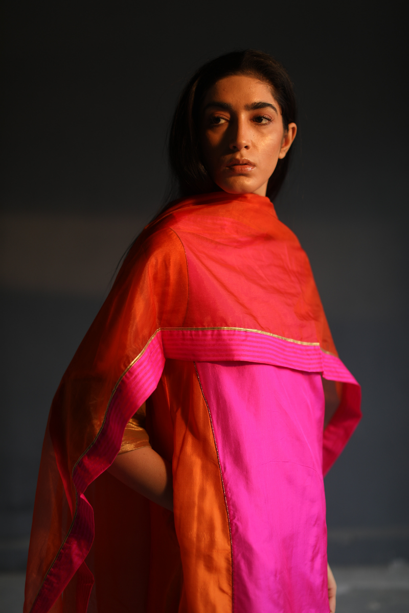 FB Kurta In Pink Pure Silk With Pant