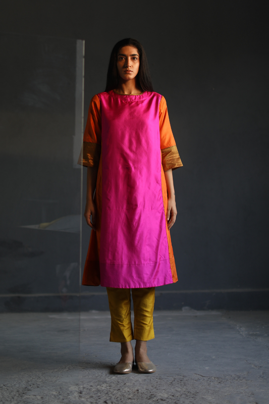 FB Kurta In Pink Pure Silk With Pant