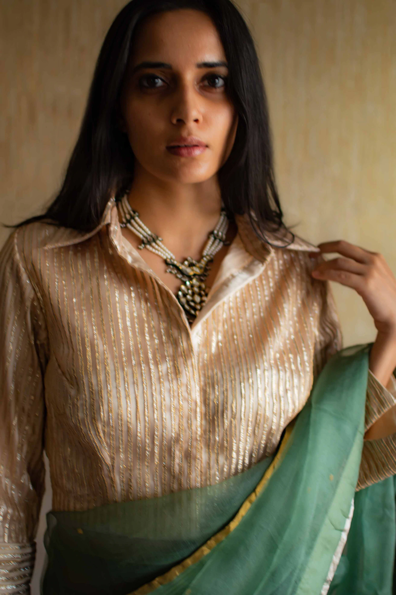 Shirt Blouse In Off-White Gota