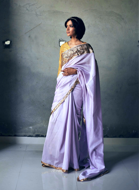 Jaipur Sari In Lavender Chanderi