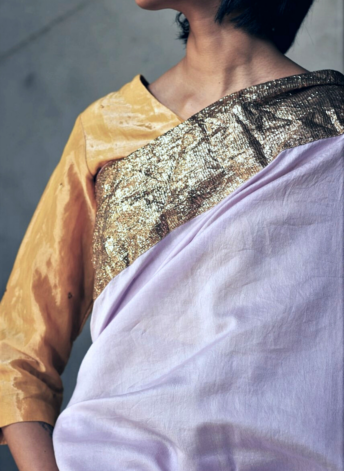 Jaipur Sari In Lavender Chanderi