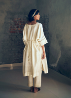 Kaftan In Ivory Silk With Pants