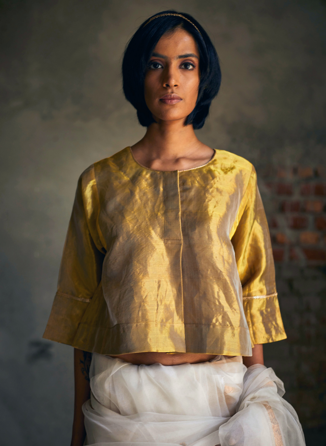 Reshma Blouse in Gold Tissue
