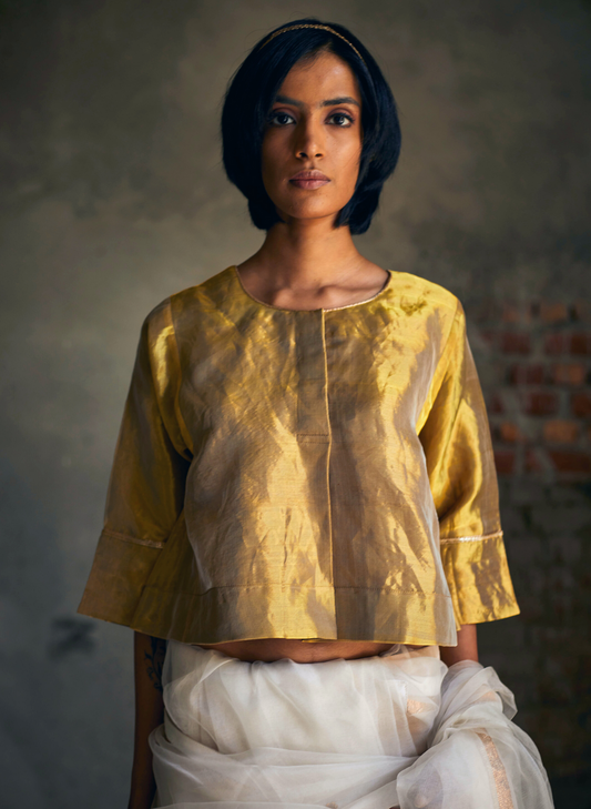 Reshma Blouse in Gold Tissue