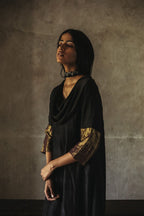 Kathy Cowl Dress In Black Silk