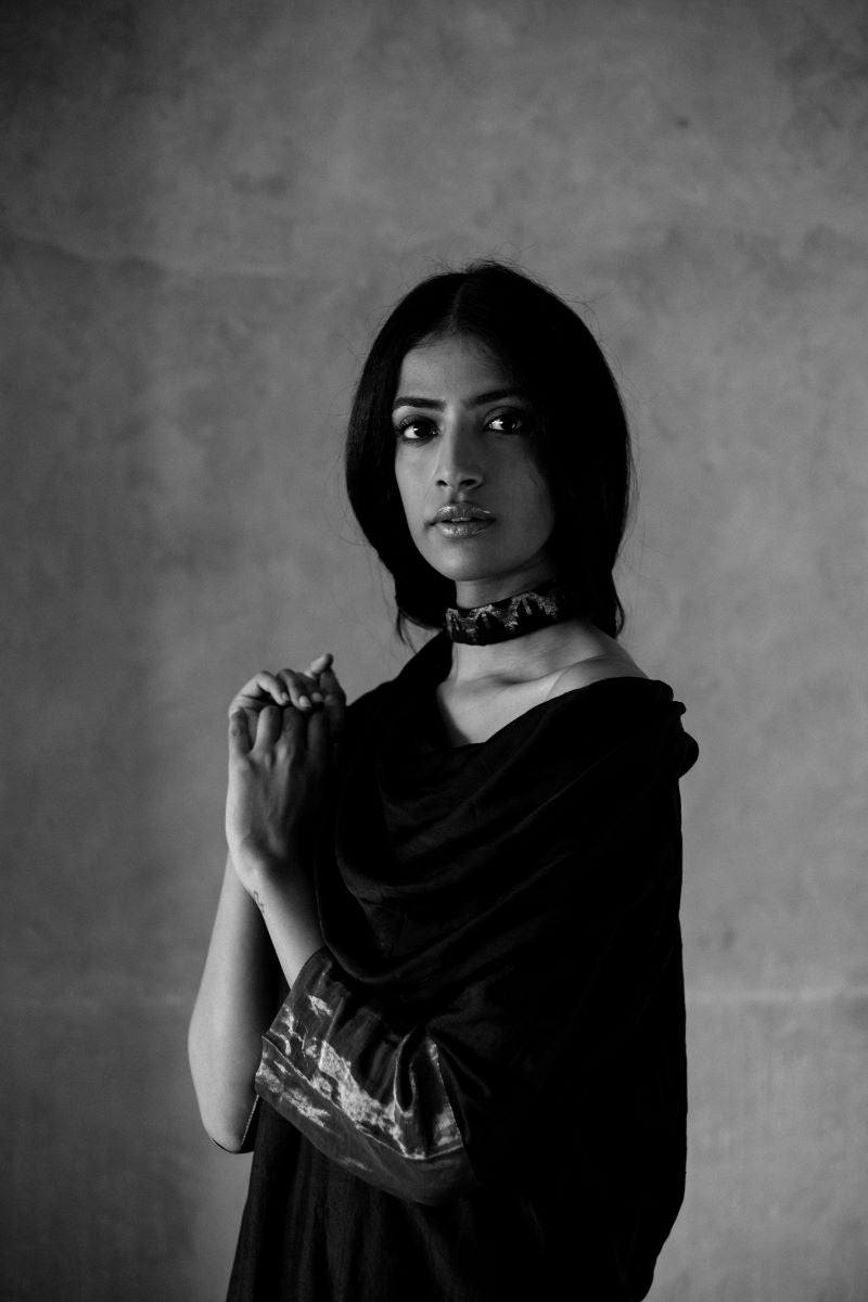 Kathy Cowl Dress In Black Silk