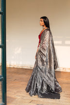 Silver Black Tissue Lehenga Set
