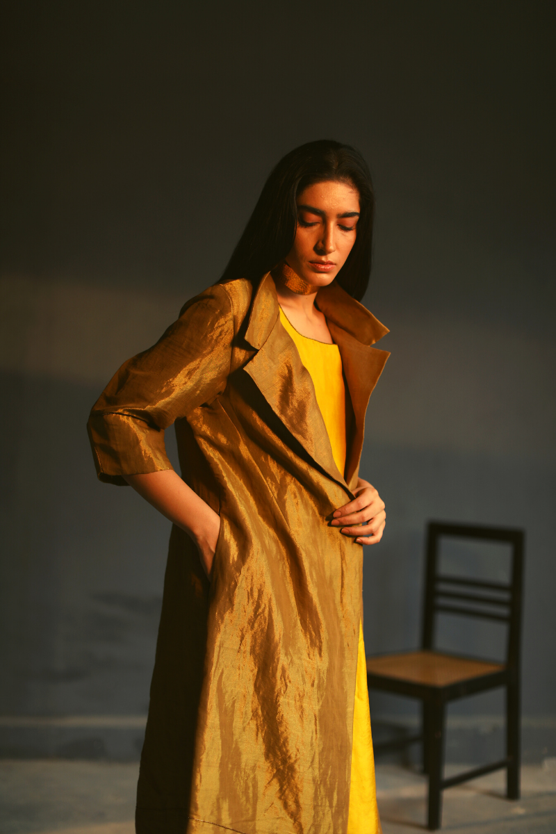Sally Jacket In Antique Gold Handloom Tissue.
