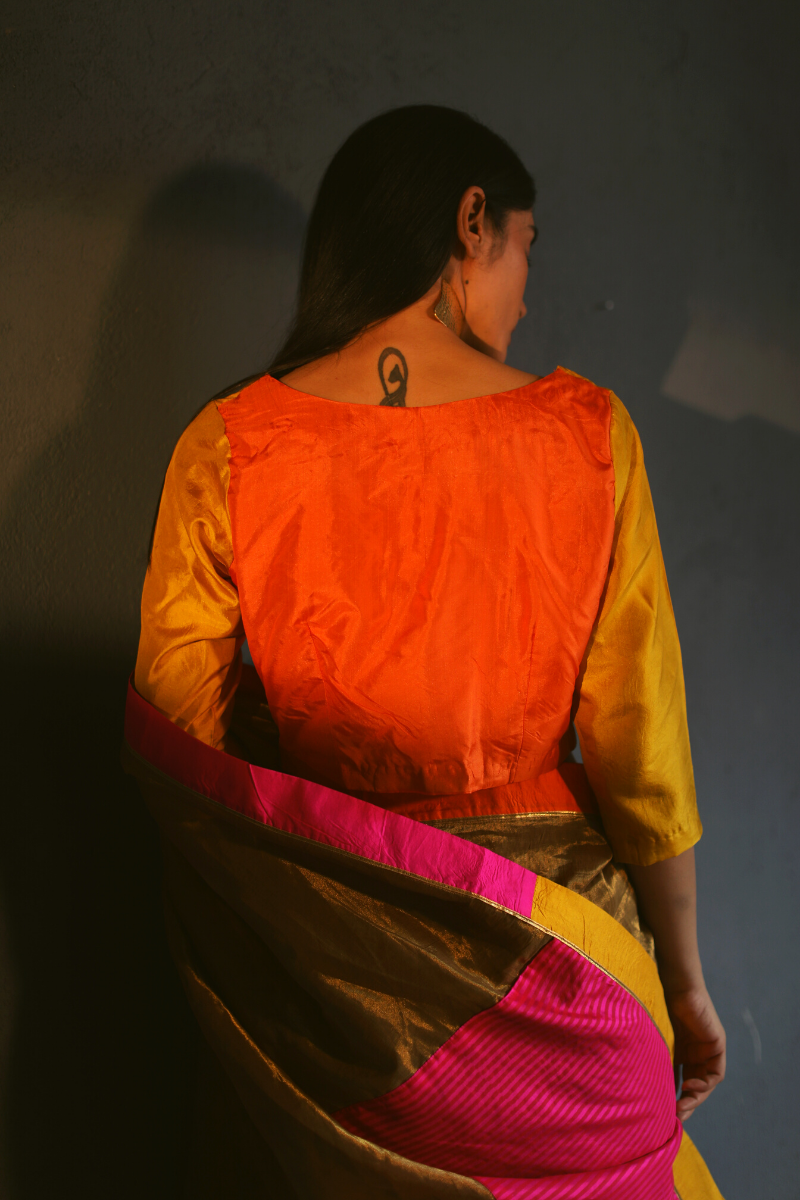 Sari In Antique Gold Handloom Tissue