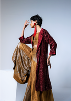 Garara in Half & Half Copper gold & silver Tissue