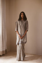 Smokey grey tissue Saree